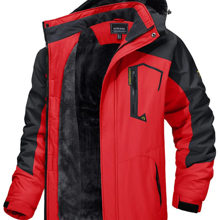 TACVASEN Fleece Lining Mountain Jackets Mens Hiking Jackets Outdoor Removable Hooded Coats Ski Snowboard Parka Winter Outwear