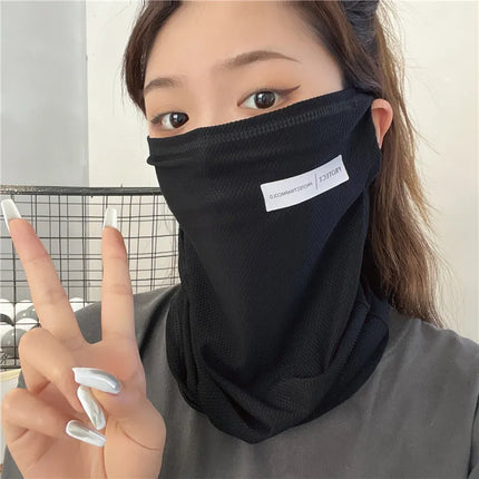 2Pcs Sun Protection Arm Sleeves & Cooling Ice Silk Face Mask for Summer, Cycling, Driving