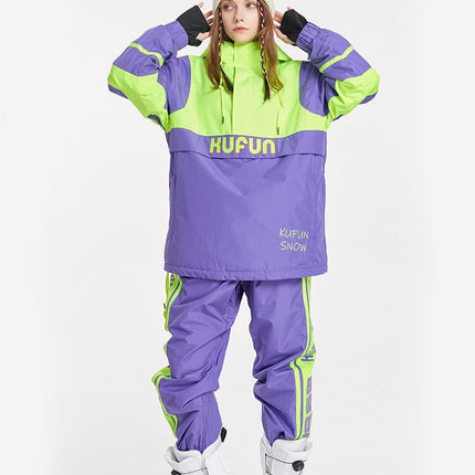Kufun Ski Wear Snowboard Adult Men Woman Waterproof Snow Suit Hoodies Coat Pants Winter Outdoor Oversize Jacket Purple Warm Blue