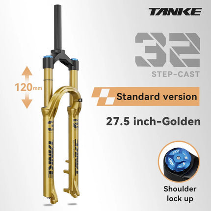 TANKE MTB Bike Fork  120mm Travel, Rebound Adjustable, Quick Release