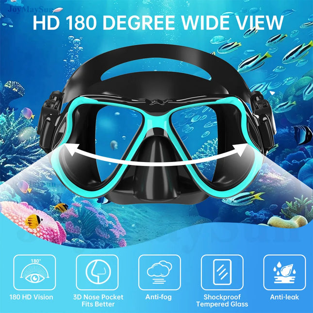 Dry Snorkel Mask Set, Panoramic View, Anti-Fog, Adjustable for Adults.