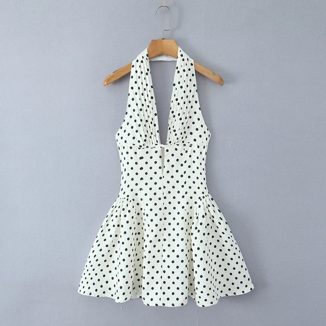 Women's Halter Neck Polka Dot Short Dress, Retro Sleeveless Backless Halter Neck Mini Polka Dot Dress, Marilyn Monroe Dress 2025