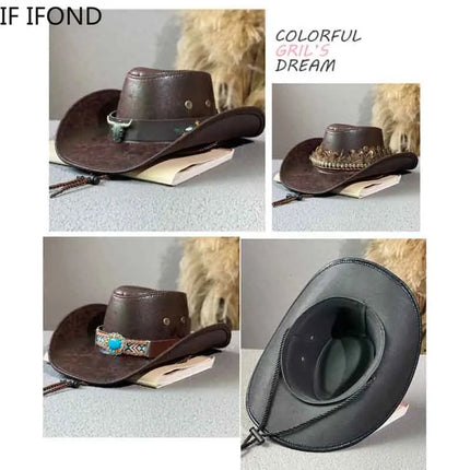 Fashion Cow Head Decor Cowboy Hat