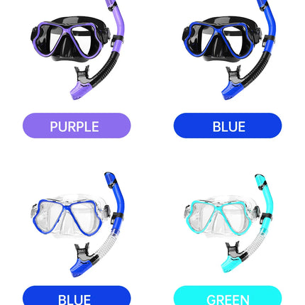 Dry Snorkel Mask Set, Panoramic View, Anti-Fog, Adjustable for Adults.