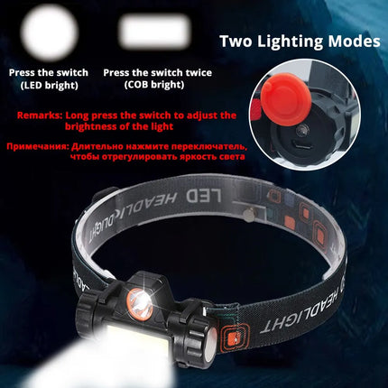 Rechargeable Fishing LED Headlamp - XPE & COB
