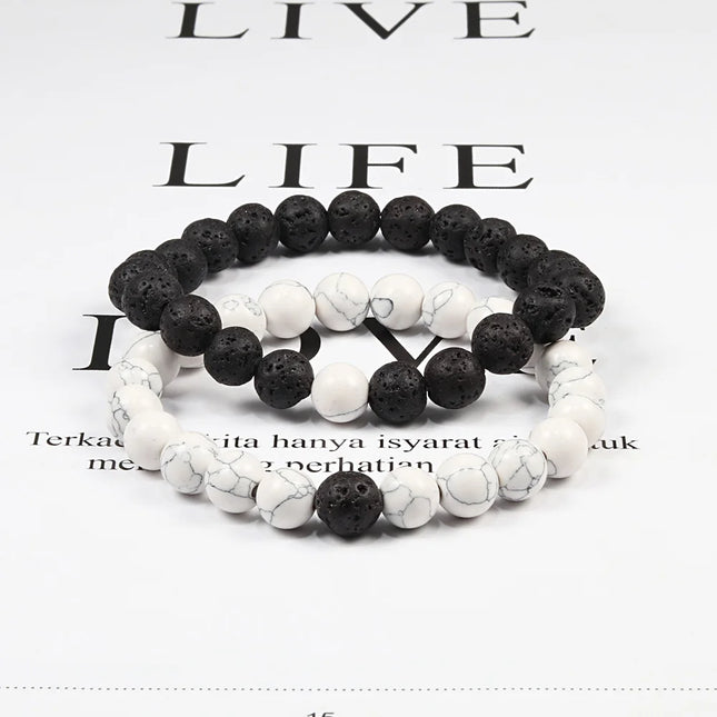 Couples Bracelet Set - Tiger Eye Beaded Yoga Bracelets for Men & Women
