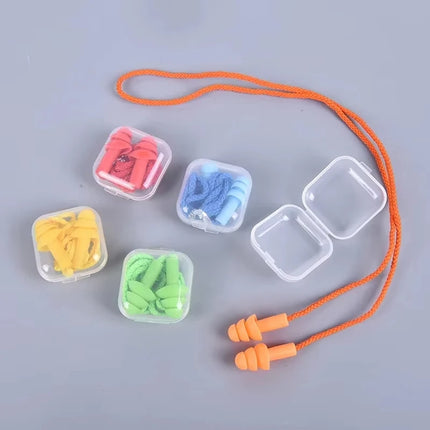 1 Pc Silicone Ear Plugs for Sleep, Noise Reduction, Swimming, and Diving with Rope