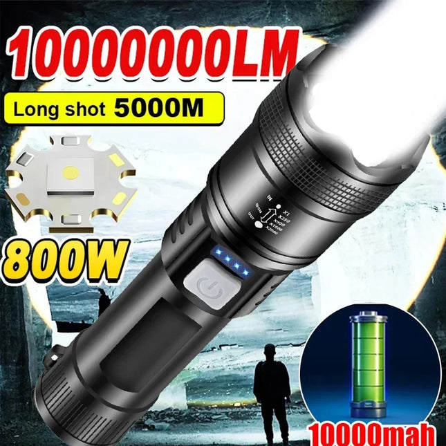 Powerful P70 LED flashlight with 5000 lumens.