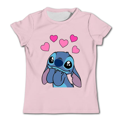 Girls Kawaii Stitch T-shirt Child Girl Clothing Toddler Tees Children Clothes 2024 Summer Short Sleeve Kids Boy Cartoon Tee Tops