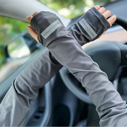 2Pcs Sun Protection Arm Sleeves & Cooling Ice Silk Face Mask for Summer, Cycling, Driving