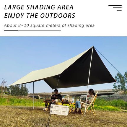 Black Coated Tarp - 99% UV Block, Waterproof Sun Shelter Canopy.