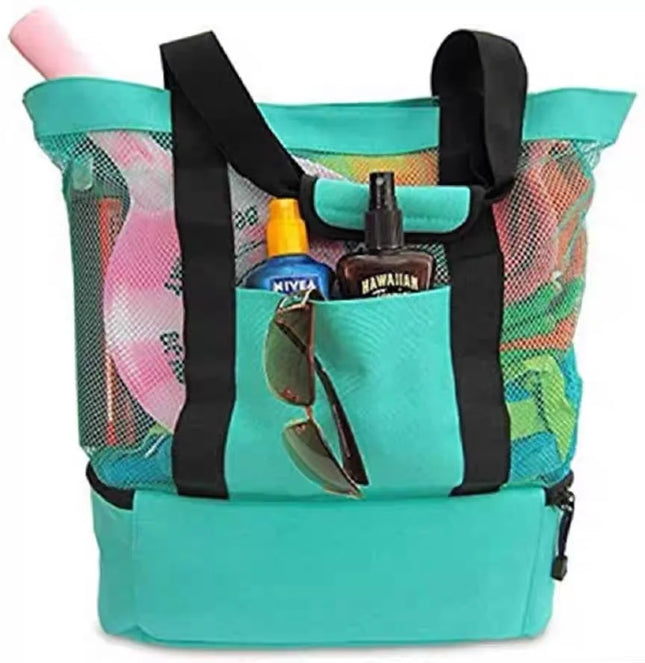 Heat Preservation Mesh Picnic Tote Bag for Women, Waterproof, Double-layer, High Capacity