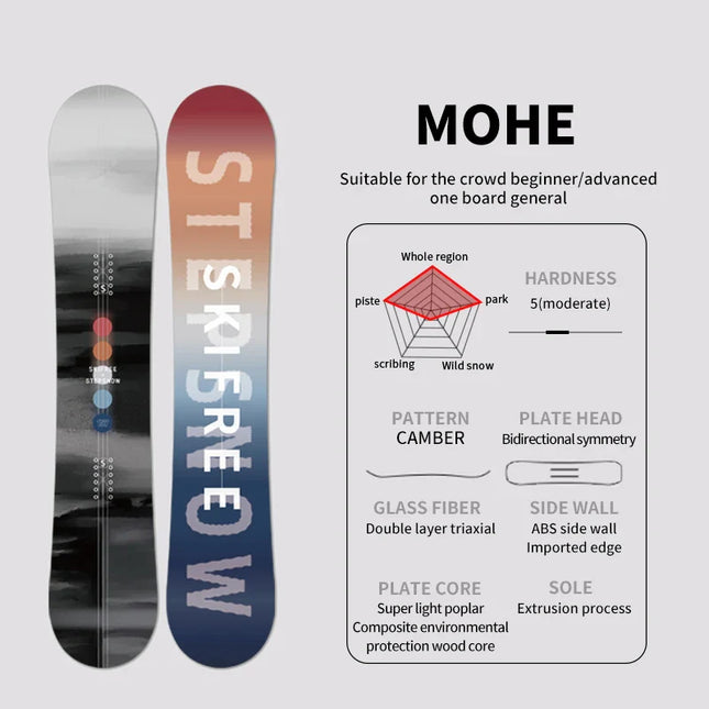 New Snowboard for Beginners, Advanced Players, Comprehensive Men's and Women's Adult Snowboard Equipment, Professional Flat-Engraved Skateboard, Simple Classic Style Ski Equipment for Young People