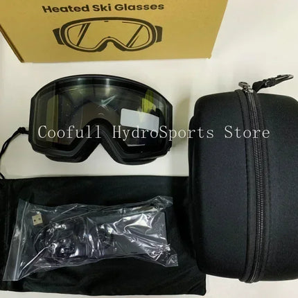 Electrically Heated Anti Fog Polarized Ski Goggles, Magnetic Interchangeable Gradient Lens,  for Winter Sports, Snowboarding
