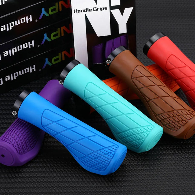 Lock-On MTB Bicycle Handlebar Grips  Soft Rubber, Non-Slip