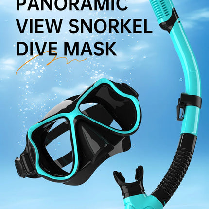 Dry Snorkel Mask Set, Panoramic View, Anti-Fog, Adjustable for Adults.