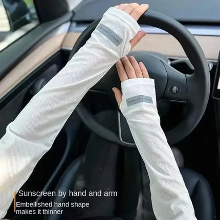 2Pcs Sun Protection Arm Sleeves & Cooling Ice Silk Face Mask for Summer, Cycling, Driving