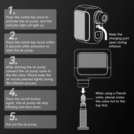 ROCKBROS Mini Electric Bicycle Pump 100PSI Type-C Rechargeable Air Inflator for MTB & Road Bikes