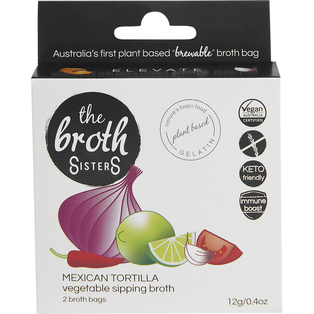The Broth Sisters Vegetable Sipping Broth Bags Mexican Tortilla 2pk
