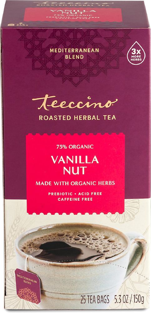 TEECCINO ROASTED HERBAL TEA VANILLA NUT MEDIUM ROAST NO CAF 25TEABAGS 150G