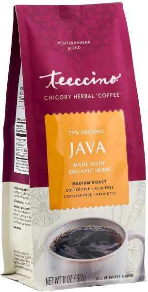 TEECCINO CHICORY HERBAL COFFEE ALL PURPOSE GRIND JAVA MEDIUM ROAST NO CAF 312G