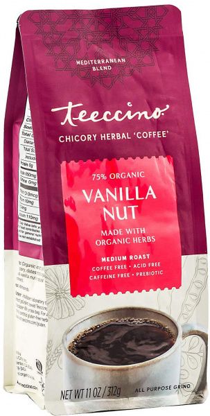 TEECCINO CHICORY HERBAL COFFEE ALL PURPOSE GRIND VANILLA NUT MEDIUM ROAST NO CAF 312G