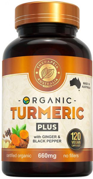THERAPEIA AUSTRALIA ORGANICTURMERIC PLUS WITH GINGER & BLACK PEPPER 660MG 120CAPS
