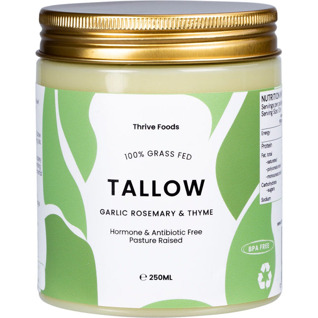 100% grass fed tallow garlic, rosemary & thyme, 250ml