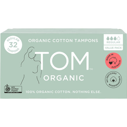 TOM ORGANIC Tampons Regular 6x32pk | Personal Wipe