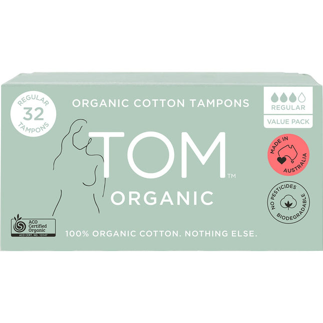 TOM ORGANIC Tampons Regular 6x32pk | Personal Wipe