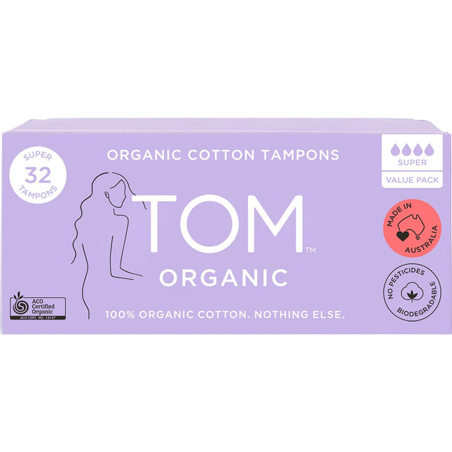 TOM ORGANIC Tampons Super 6x32pk | Personal Wipe