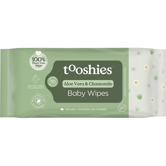 Tooshies Eco Baby Wipes Aloe Vera & Chamomile 70pk