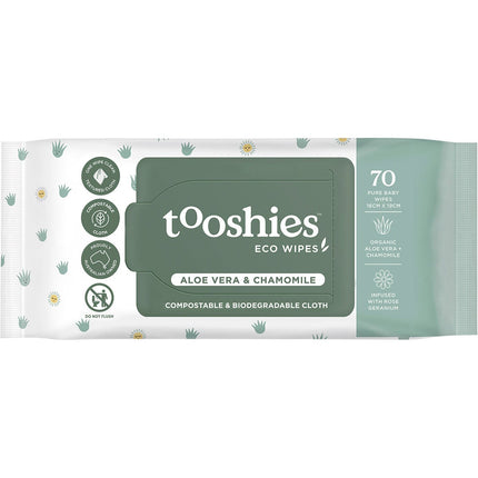 TOOSHIES Eco Baby Wipes Aloe Vera & Chamomile 70pk | Vitamin Supplement