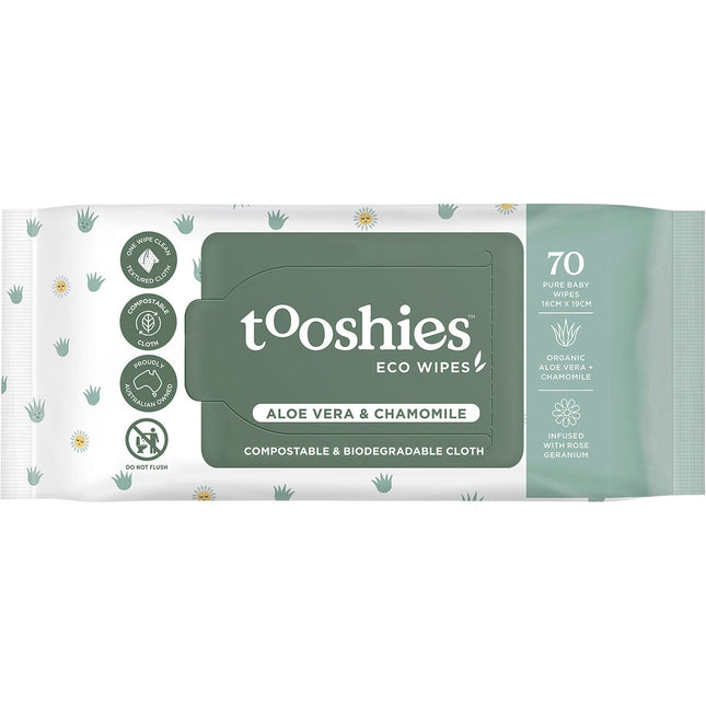TOOSHIES Eco Baby Wipes Aloe Vera & Chamomile 70pk | Vitamin Supplement