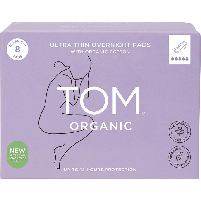 TOM ORGANIC Pads Ultra Thin Overnight 6x8pk | Sleep & Relaxation Supplement