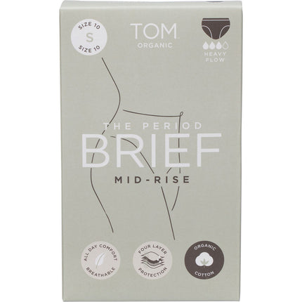 TOM ORGANIC The Period Brief Mid Rise Black Small x8 | Personal Wipe