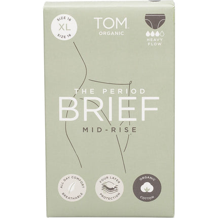 TOM ORGANIC The Period Brief Mid Rise Black XL x8 | Snack Chips
