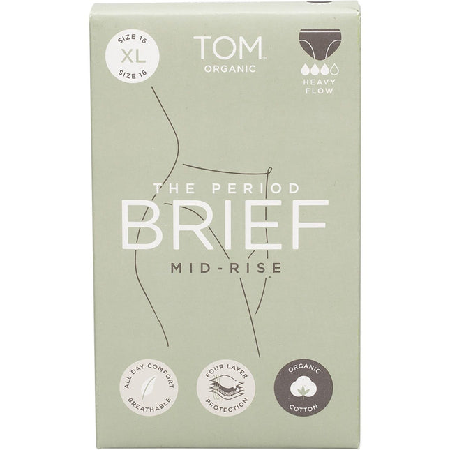 TOM ORGANIC The Period Brief Mid Rise Black XL x8 | Snack Chips