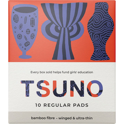TSUNO Natural Bamboo Pads Regular Winged & Ultra Thin 10pk | Eco Bathroom Product