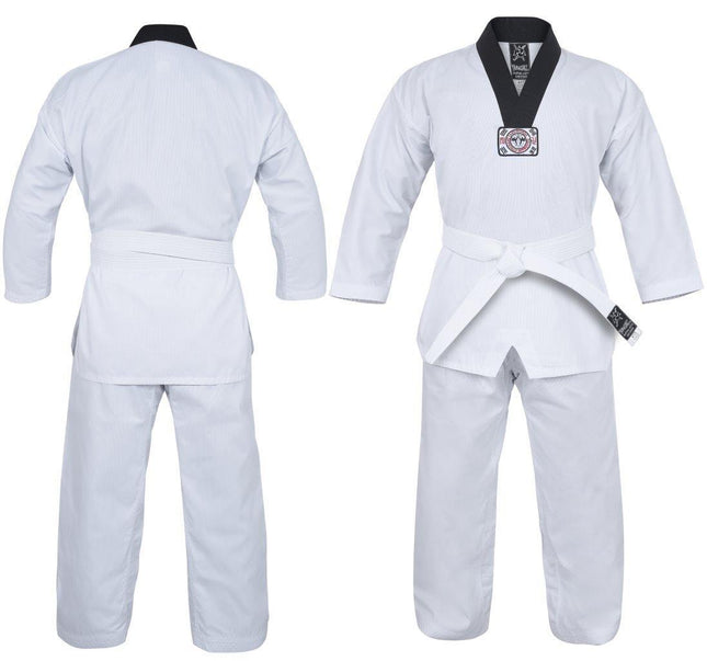 MORGAN YAMASAKI V2 RIBBED TAEKWONDO UNIFORM - BLACK V NECK 8OZ