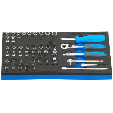 Unior Set of 1/4" socket wrenches with accessories in tool tray (45 pieces ) 621185 ,