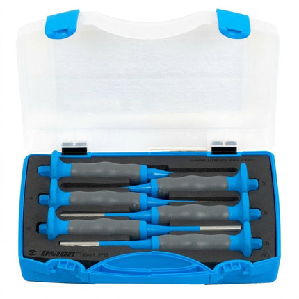 Unior Set of pin punches with handle in plastic box 620066 ,
