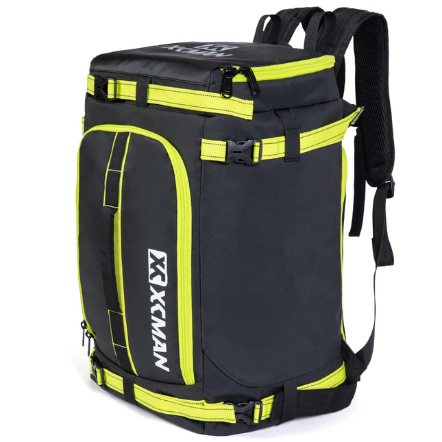 XCMAN 50L Capacity Waterproof Ski Backpack Bag with Individual Compartments for Helmet,Boots,Clothes,Hanging Snowboard
