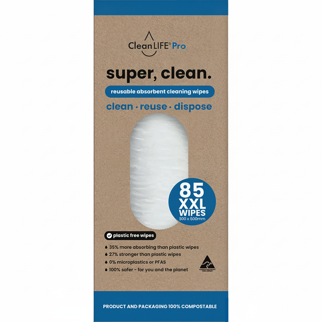CleanLIFE Super Clean Reusable Absorbent Cleaning Wipes 85pk