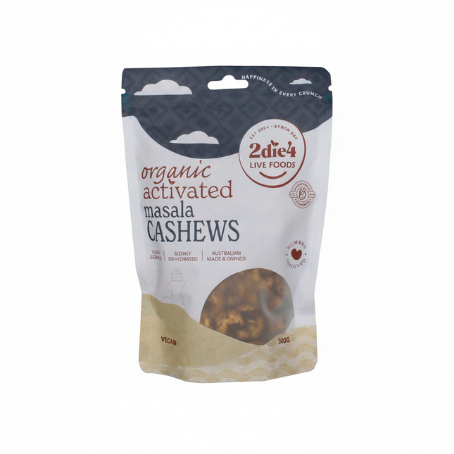 2die4 Live Foods Organic Activated Masala Cashews 300g