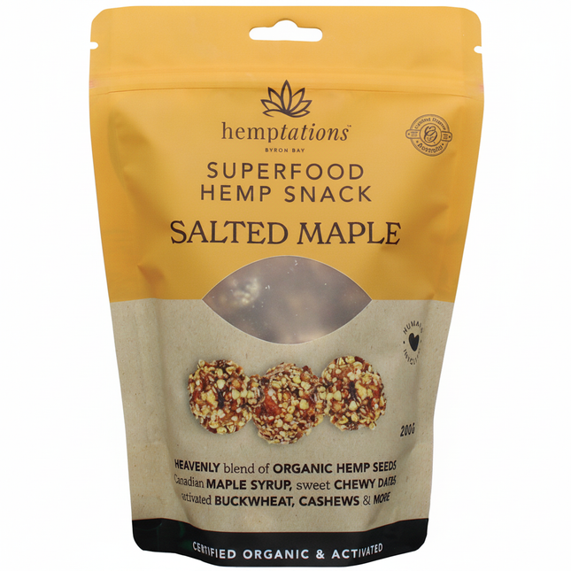 2die4 Live Foods Hemptations Superfood Hemp Snack Salted Maple 200g