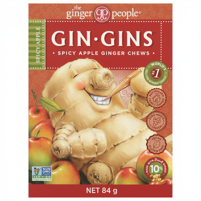 The Ginger People Gin Gins Spicy Apple Ginger Candy Chews 12 x 84g