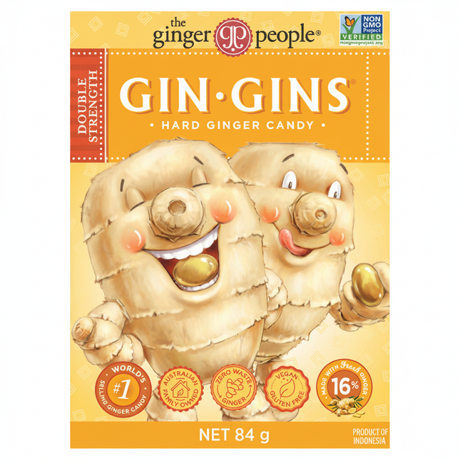 The Ginger People Gin Gins Ginger Candy Hard Double Strength 12 x 84g