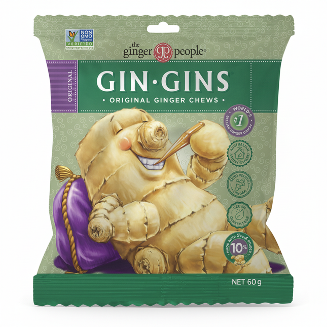The Ginger People Gin Gins Chewy Original Ginger Candy 12 x 60g