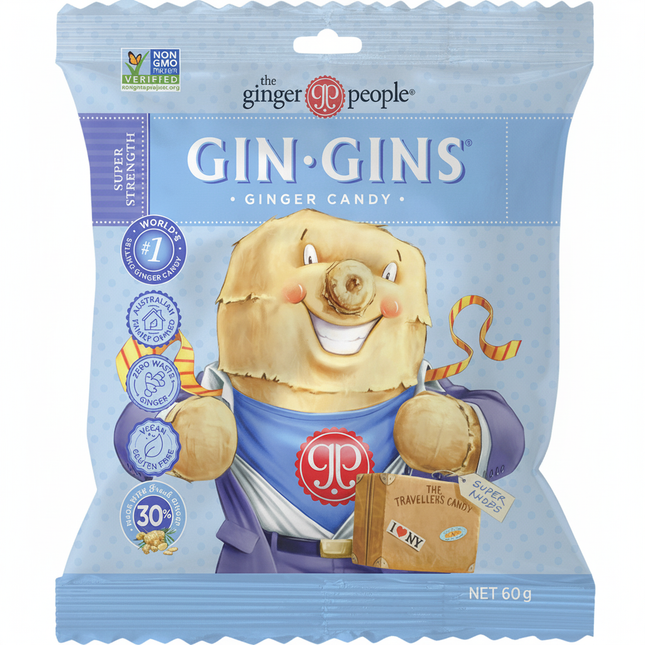 The Ginger People Gin Gins Super Strength Ginger Candy 12 x 60g